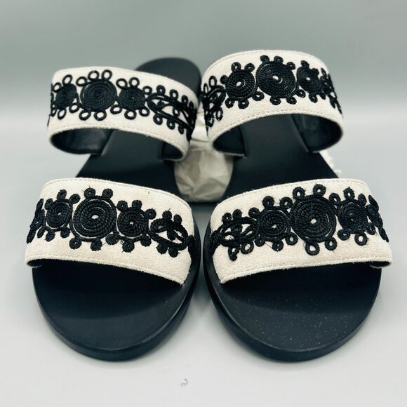 Grey Embroidered Leather Sandals - Picture 1 of 4